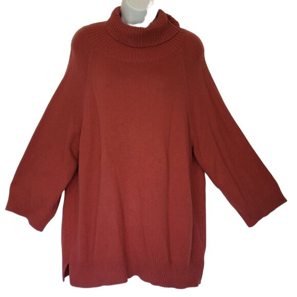 Soft Surroundings Oversized Button-Back Sweater L Turtleneck Pullover 45% Polya - Picture 2 of 8